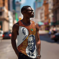 Julius Nyerere Men Tank Top with Smiling Portrait, Tribal Pattern and Simplicity is Power Quote - Wonder Print Shop
