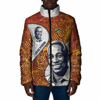 Julius Nyerere Padded Jacket with Smiling Portrait, Tribal Pattern and Simplicity is Power Quote - Wonder Print Shop