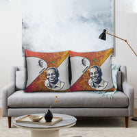 Julius Nyerere Pillow Cover with Smiling Portrait, Tribal Pattern and Simplicity is Power Quote - Wonder Print Shop