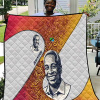 Julius Nyerere Quilt with Smiling Portrait, Tribal Pattern and Simplicity is Power Quote - Wonder Print Shop