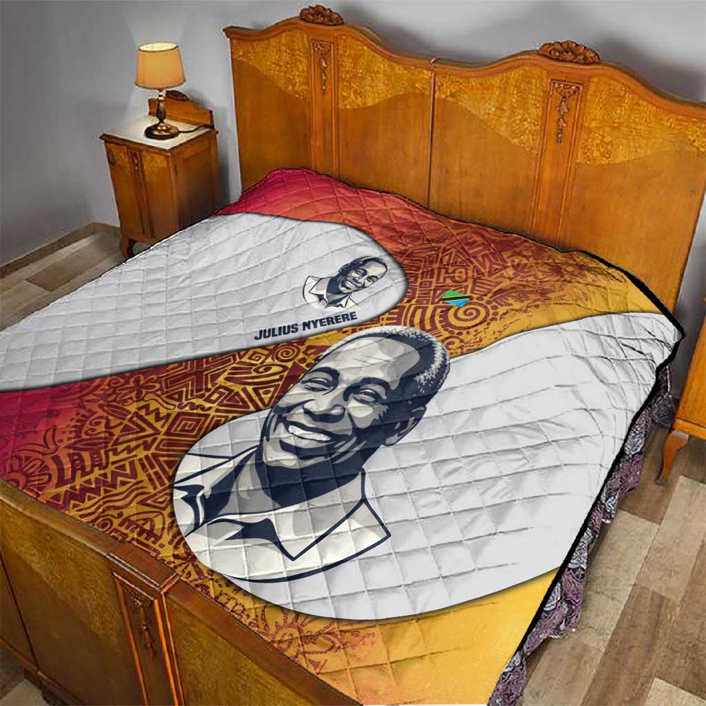 Julius Nyerere Quilt with Smiling Portrait, Tribal Pattern and Simplicity is Power Quote - Wonder Print Shop