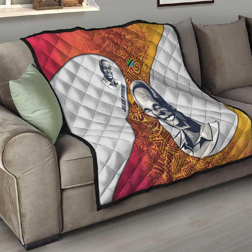 Julius Nyerere Quilt with Smiling Portrait, Tribal Pattern and Simplicity is Power Quote - Wonder Print Shop