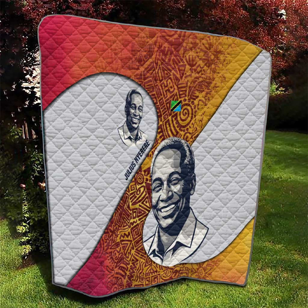 Julius Nyerere Quilt with Smiling Portrait, Tribal Pattern and Simplicity is Power Quote - Wonder Print Shop