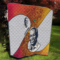 Julius Nyerere Quilt with Smiling Portrait, Tribal Pattern and Simplicity is Power Quote - Wonder Print Shop