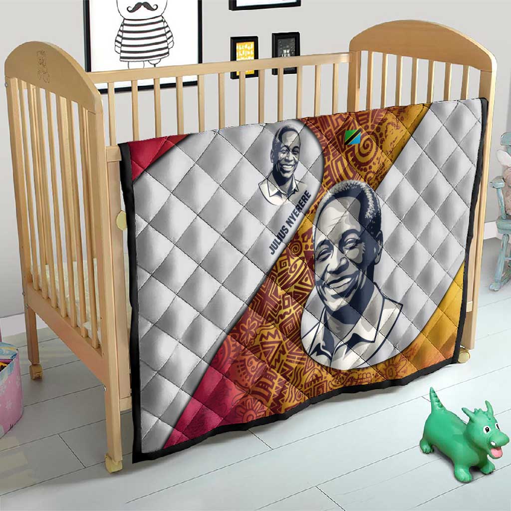 Julius Nyerere Quilt with Smiling Portrait, Tribal Pattern and Simplicity is Power Quote - Wonder Print Shop