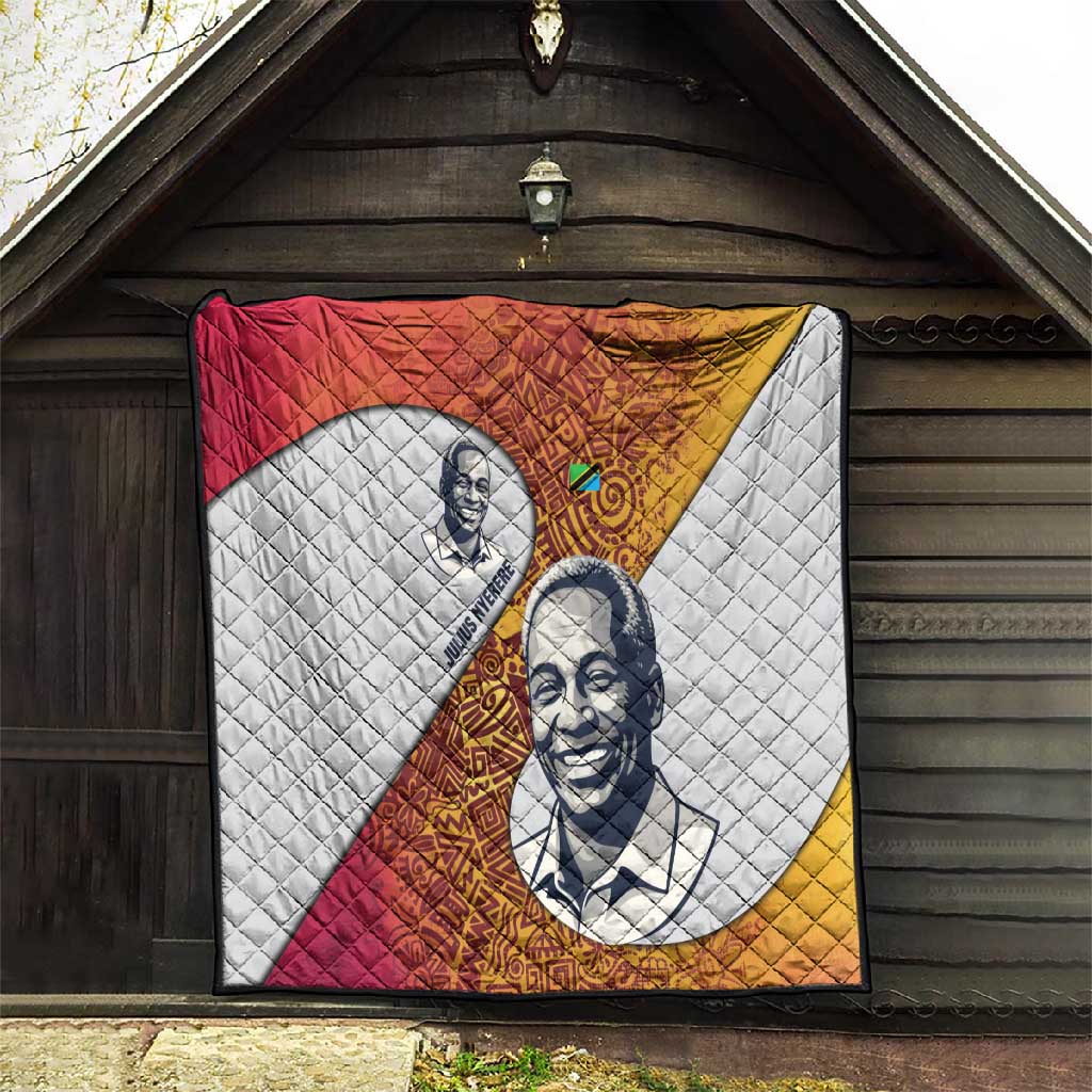 Julius Nyerere Quilt with Smiling Portrait, Tribal Pattern and Simplicity is Power Quote - Wonder Print Shop