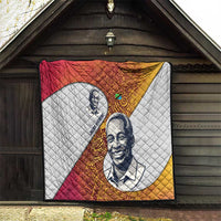 Julius Nyerere Quilt with Smiling Portrait, Tribal Pattern and Simplicity is Power Quote - Wonder Print Shop