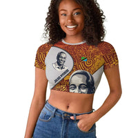 Julius Nyerere Raglan Cropped T shirt with Smiling Portrait, Tribal Pattern and Simplicity is Power Quote - Wonder Print Shop