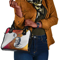 Julius Nyerere Shoulder Handbag with Smiling Portrait, Tribal Pattern and Simplicity is Power Quote - Wonder Print Shop