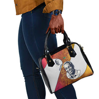 Julius Nyerere Shoulder Handbag with Smiling Portrait, Tribal Pattern and Simplicity is Power Quote - Wonder Print Shop