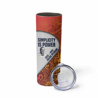 Julius Nyerere Skinny Tumbler with Smiling Portrait, Tribal Pattern and Simplicity is Power Quote - Wonder Print Shop