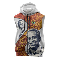 Julius Nyerere Sleeveless Zip Hoodie with Smiling Portrait, Tribal Pattern and Simplicity is Power Quote - Wonder Print Shop