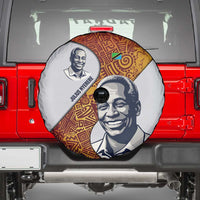 Julius Nyerere Spare Tire Cover with Smiling Portrait, Tribal Pattern and Simplicity is Power Quote - Wonder Print Shop