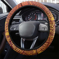 Julius Nyerere Steering Wheel Cover with Smiling Portrait, Tribal Pattern and Simplicity is Power Quote - Wonder Print Shop