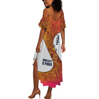 Julius Nyerere Summer Maxi Dress with Smiling Portrait, Tribal Pattern and Simplicity is Power Quote - Wonder Print Shop