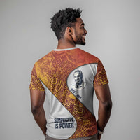 Julius Nyerere T shirt with Smiling Portrait, Tribal Pattern and Simplicity is Power Quote - Wonder Print Shop