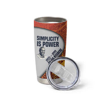 Julius Nyerere Tumbler Cup with Smiling Portrait, Tribal Pattern and Simplicity is Power Quote - Wonder Print Shop