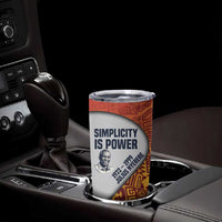 Julius Nyerere Tumbler Cup with Smiling Portrait, Tribal Pattern and Simplicity is Power Quote - Wonder Print Shop