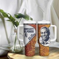 Julius Nyerere Tumbler With Handle with Smiling Portrait, Tribal Pattern and Simplicity is Power Quote - Wonder Print Shop