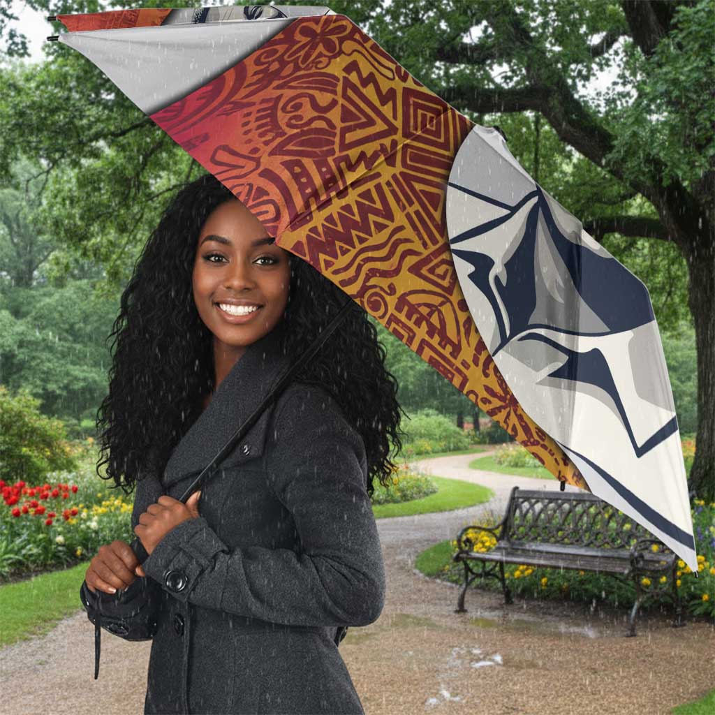 Julius Nyerere Umbrella with Smiling Portrait, Tribal Pattern and Simplicity is Power Quote - Wonder Print Shop