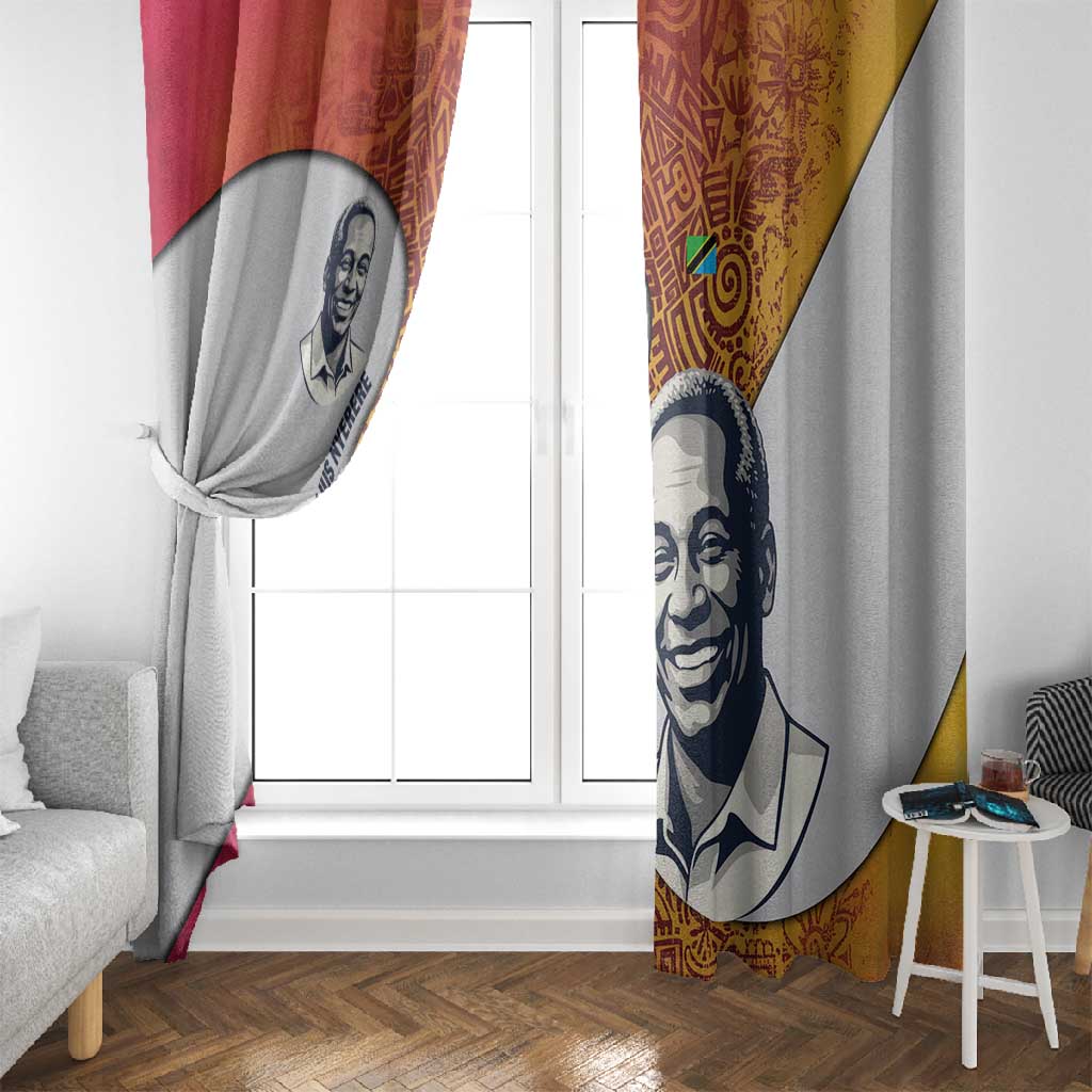 Julius Nyerere Window Curtain with Smiling Portrait, Tribal Pattern and Simplicity is Power Quote - Wonder Print Shop