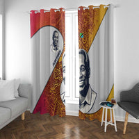 Julius Nyerere Window Curtain with Smiling Portrait, Tribal Pattern and Simplicity is Power Quote - Wonder Print Shop