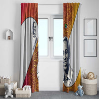 Julius Nyerere Window Curtain with Smiling Portrait, Tribal Pattern and Simplicity is Power Quote - Wonder Print Shop