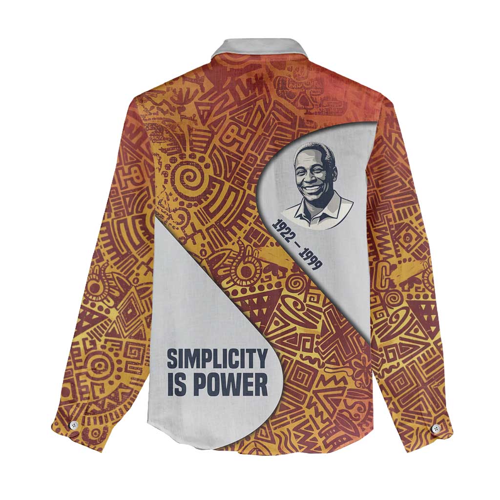 Julius Nyerere Women Casual Shirt with Smiling Portrait, Tribal Pattern and Simplicity is Power Quote - Wonder Print Shop