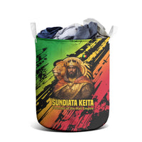 Sundiata Keita Laundry Basket with Regal Portrait, Lion of Mali Title and Bold Tribal Brushstroke Pattern - Wonder Print Shop