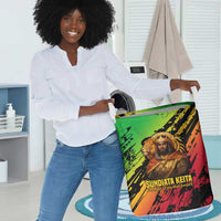 Sundiata Keita Laundry Basket with Regal Portrait, Lion of Mali Title and Bold Tribal Brushstroke Pattern - Wonder Print Shop