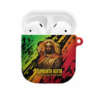 Sundiata Keita AirPods Case with Regal Portrait, Lion of Mali Title and Bold Tribal Brushstroke Pattern - Wonder Print Shop
