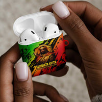 Sundiata Keita AirPods Case with Regal Portrait, Lion of Mali Title and Bold Tribal Brushstroke Pattern - Wonder Print Shop
