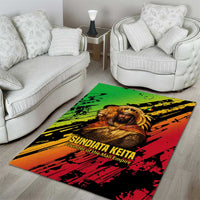 Sundiata Keita Area Rug with Regal Portrait, Lion of Mali Title and Bold Tribal Brushstroke Pattern - Wonder Print Shop