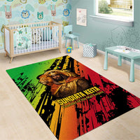 Sundiata Keita Area Rug with Regal Portrait, Lion of Mali Title and Bold Tribal Brushstroke Pattern - Wonder Print Shop