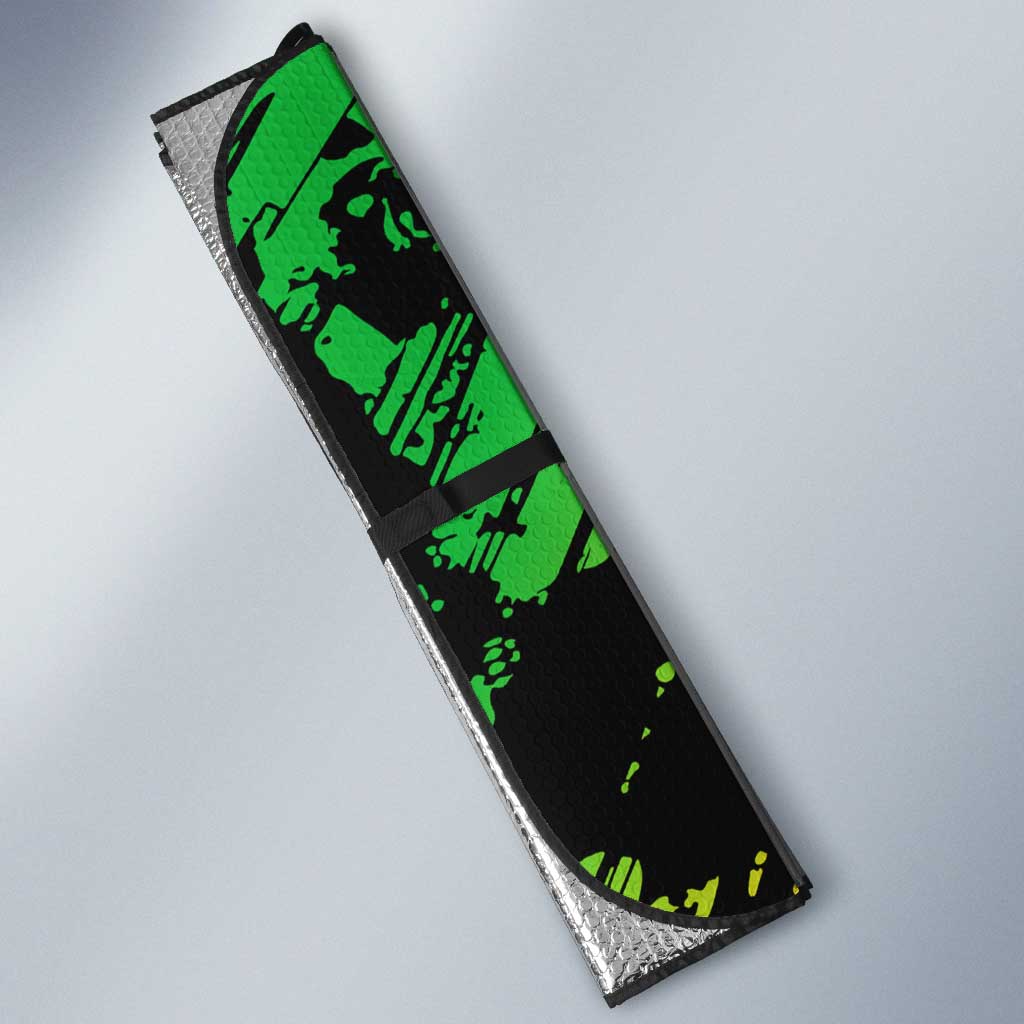 Sundiata Keita Auto Sun Shade with Regal Portrait, Lion of Mali Title and Bold Tribal Brushstroke Pattern - Wonder Print Shop