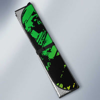 Sundiata Keita Auto Sun Shade with Regal Portrait, Lion of Mali Title and Bold Tribal Brushstroke Pattern - Wonder Print Shop