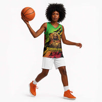 Sundiata Keita Basketball Jersey with Regal Portrait, Lion of Mali Title and Bold Tribal Brushstroke Pattern - Wonder Print Shop