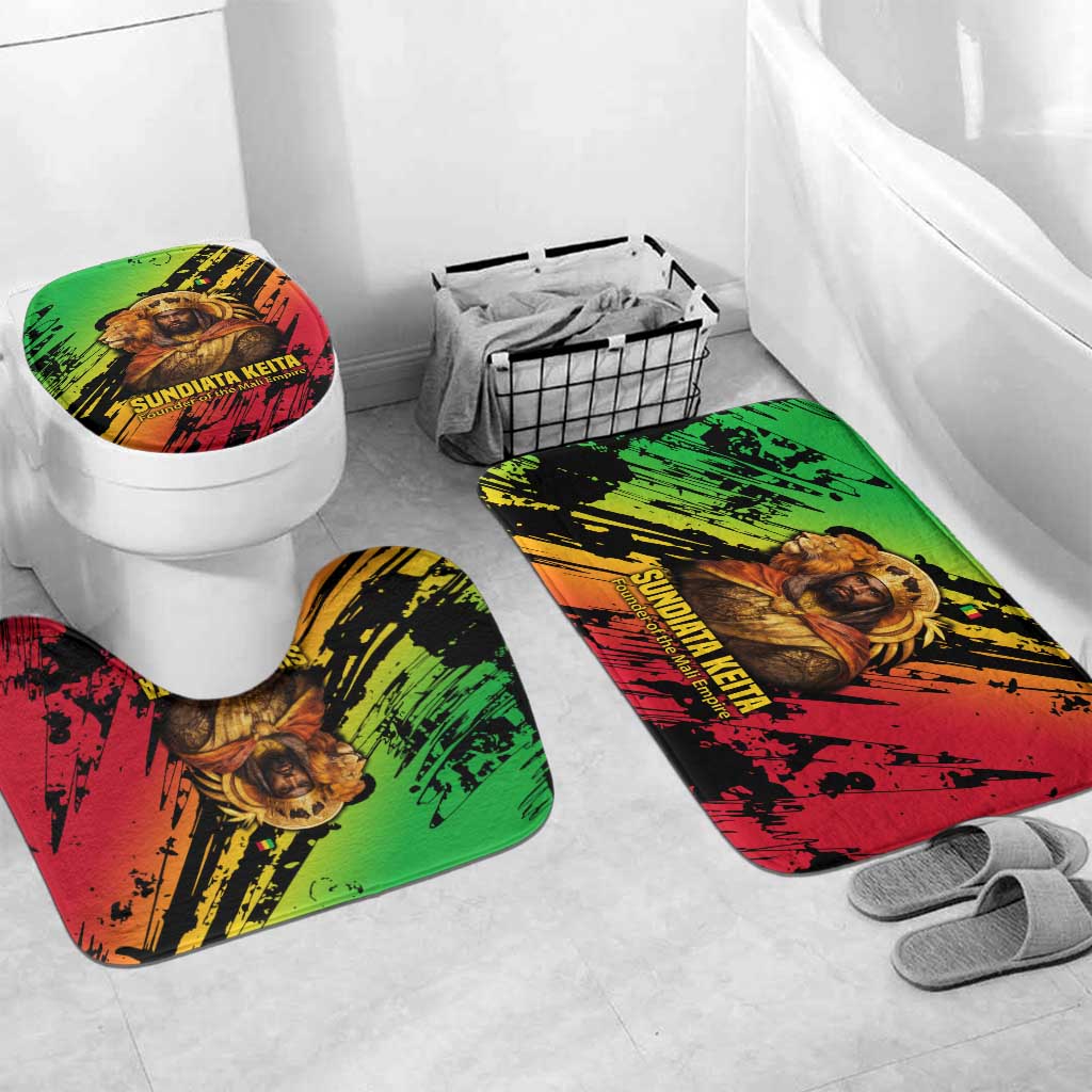 Sundiata Keita Bathroom Set with Regal Portrait, Lion of Mali Title and Bold Tribal Brushstroke Pattern - Wonder Print Shop