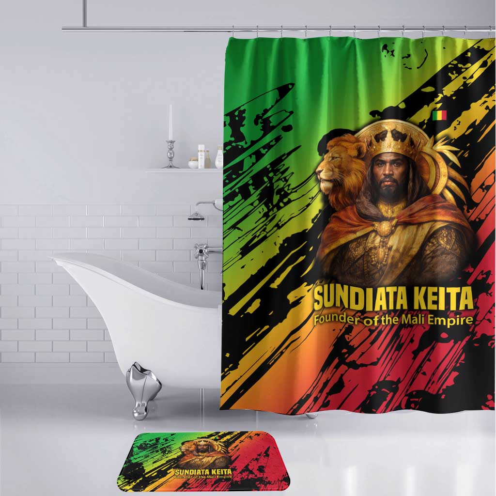 Sundiata Keita Bathroom Set with Regal Portrait, Lion of Mali Title and Bold Tribal Brushstroke Pattern - Wonder Print Shop