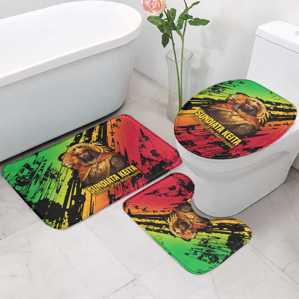 Sundiata Keita Bathroom Set with Regal Portrait, Lion of Mali Title and Bold Tribal Brushstroke Pattern - Wonder Print Shop