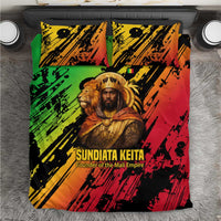 Sundiata Keita Bedding Set with Regal Portrait, Lion of Mali Title and Bold Tribal Brushstroke Pattern - Wonder Print Shop