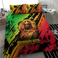 Sundiata Keita Bedding Set with Regal Portrait, Lion of Mali Title and Bold Tribal Brushstroke Pattern - Wonder Print Shop