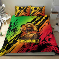 Sundiata Keita Bedding Set with Regal Portrait, Lion of Mali Title and Bold Tribal Brushstroke Pattern - Wonder Print Shop