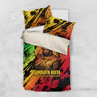 Sundiata Keita Bedding Set with Regal Portrait, Lion of Mali Title and Bold Tribal Brushstroke Pattern - Wonder Print Shop