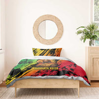 Sundiata Keita Bedding Set with Regal Portrait, Lion of Mali Title and Bold Tribal Brushstroke Pattern - Wonder Print Shop