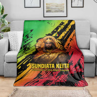 Sundiata Keita Blanket with Regal Portrait, Lion of Mali Title and Bold Tribal Brushstroke Pattern - Wonder Print Shop
