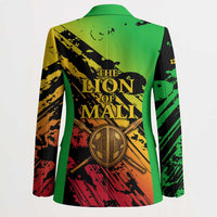 Sundiata Keita Blazer with Regal Portrait, Lion of Mali Title and Bold Tribal Brushstroke Pattern - Wonder Print Shop