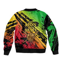 Sundiata Keita Bomber Jacket with Regal Portrait, Lion of Mali Title and Bold Tribal Brushstroke Pattern - Wonder Print Shop