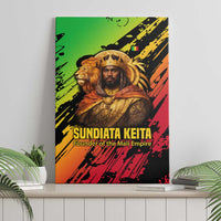 Sundiata Keita Canvas Wall Art with Regal Portrait, Lion of Mali Title and Bold Tribal Brushstroke Pattern - Wonder Print Shop