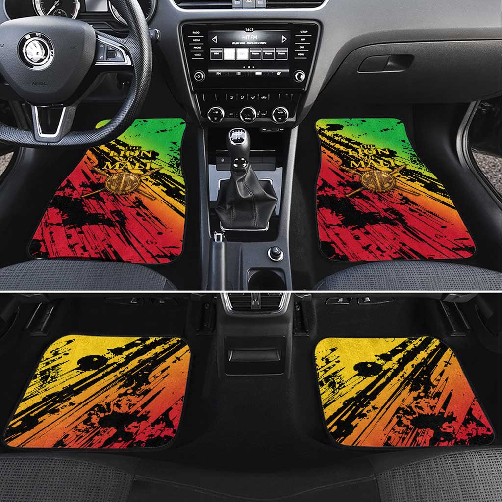 Sundiata Keita Car Mats with Regal Portrait, Lion of Mali Title and Bold Tribal Brushstroke Pattern - Wonder Print Shop